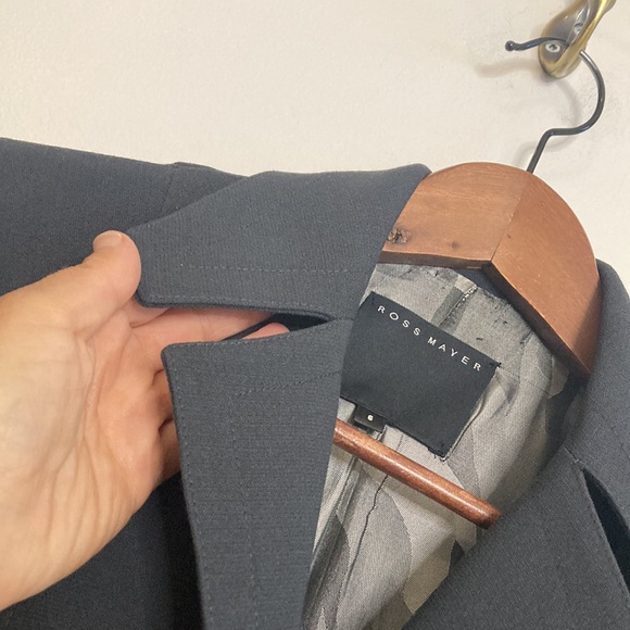 Ross Mayer Blazer Womens 6 Gray Wool Stretch Jacket Tortoise Buttons Workwear - Picture 5 of 15